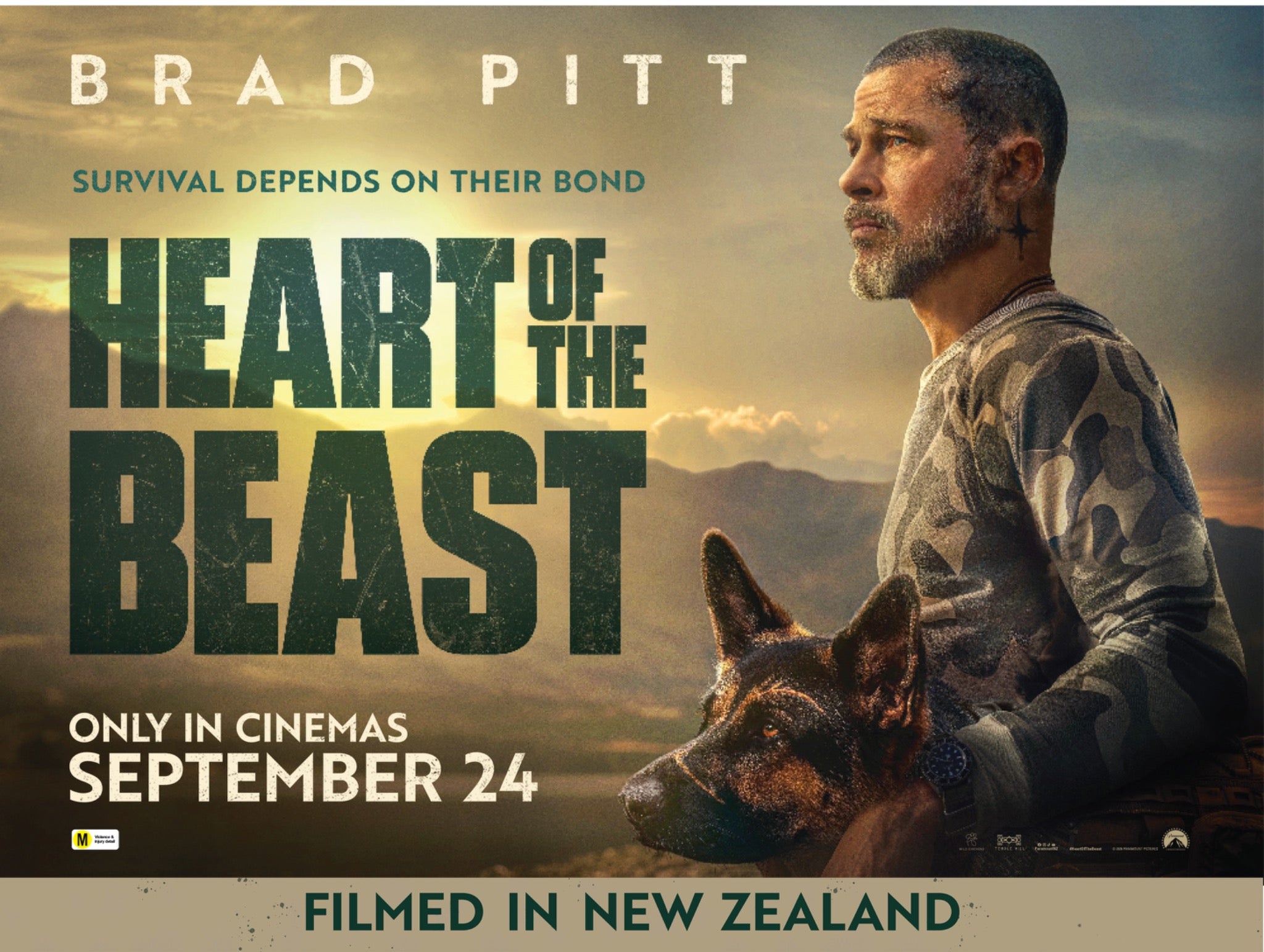Heart of the Beast official New Zealand poster. Starring Brad Pitt. Only in cinemas September 24.